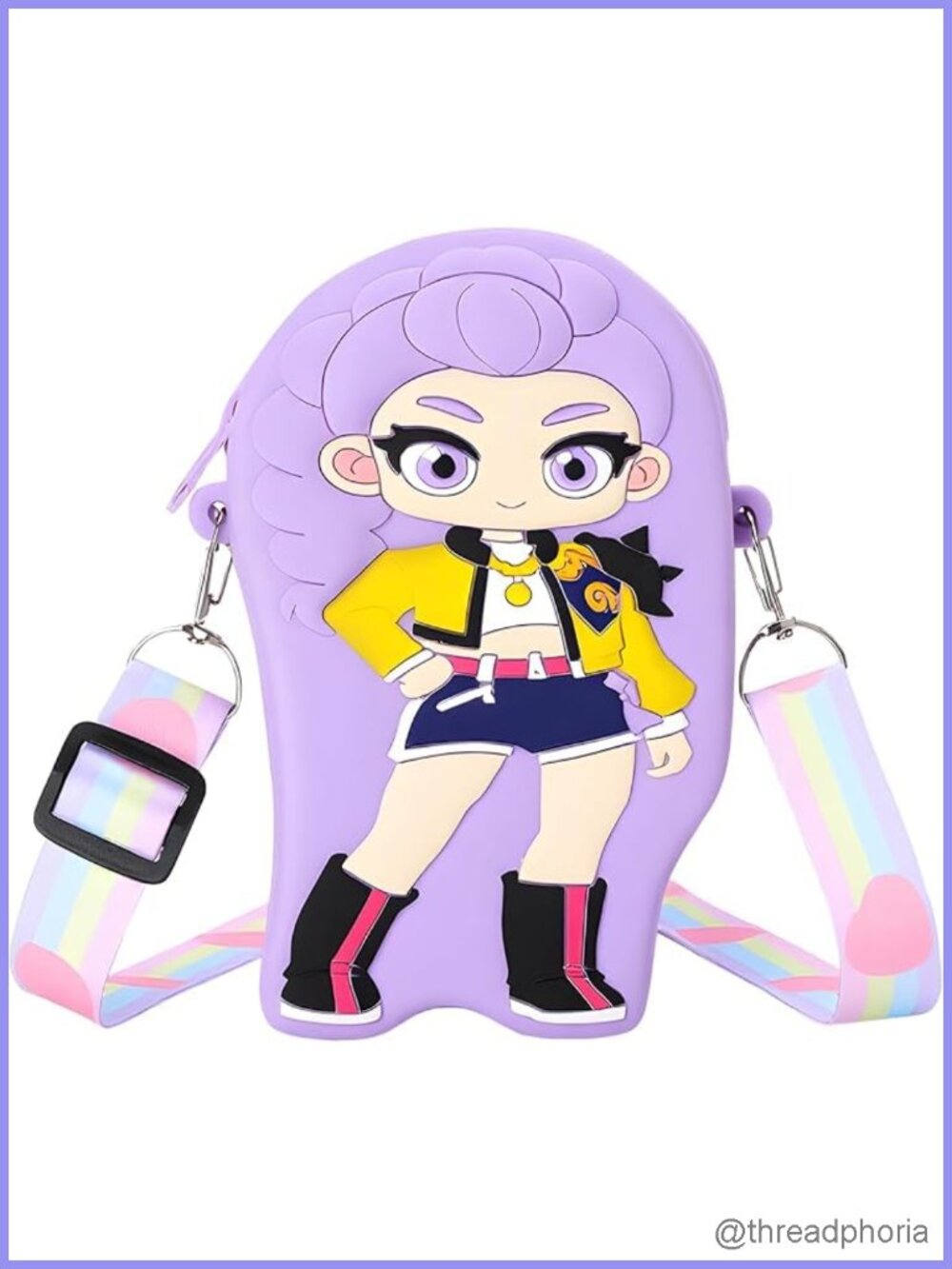 Mini Silicone Crossbody Bag with Rainbow Strap for Girls